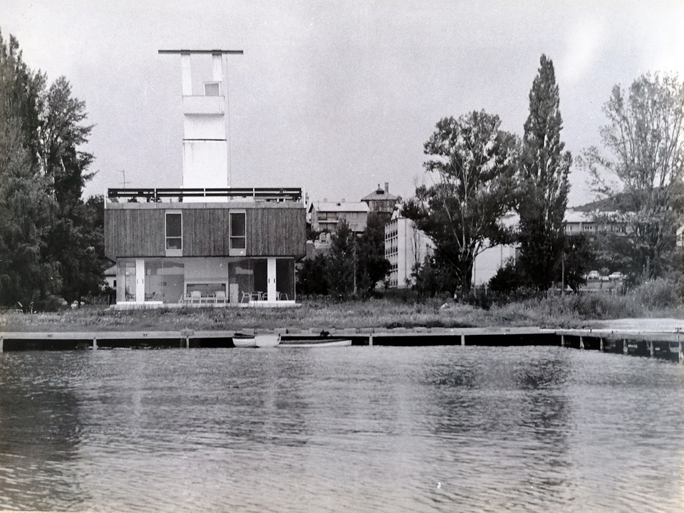 Országos Műszaki és Fejlesztési Bizottság balatonfüredi Jacht Klub sportszállása, 1972 - terv: Virág Csaba - fotó forrás: Virág Csaba hagyatéka, Magyar Építészeti Múzeum és Műemlékvédelmi Dokumentációs Központ