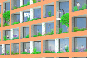 Residence Vysocany 250 lakásos társasház terve. Építészet: BIVAK