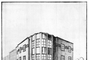 A Gál József és Gál Géza számára, Zsolnára tervezett lakóház látképe. Komor Marcell és Komor János munkája, 1928. Forrás: Tér és Forma 1928/5. 190. o.