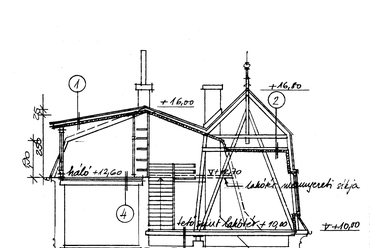 Saját lakás a Garas utcában, tetőtérbeépítés, 1983 – terv: Ungár Péter