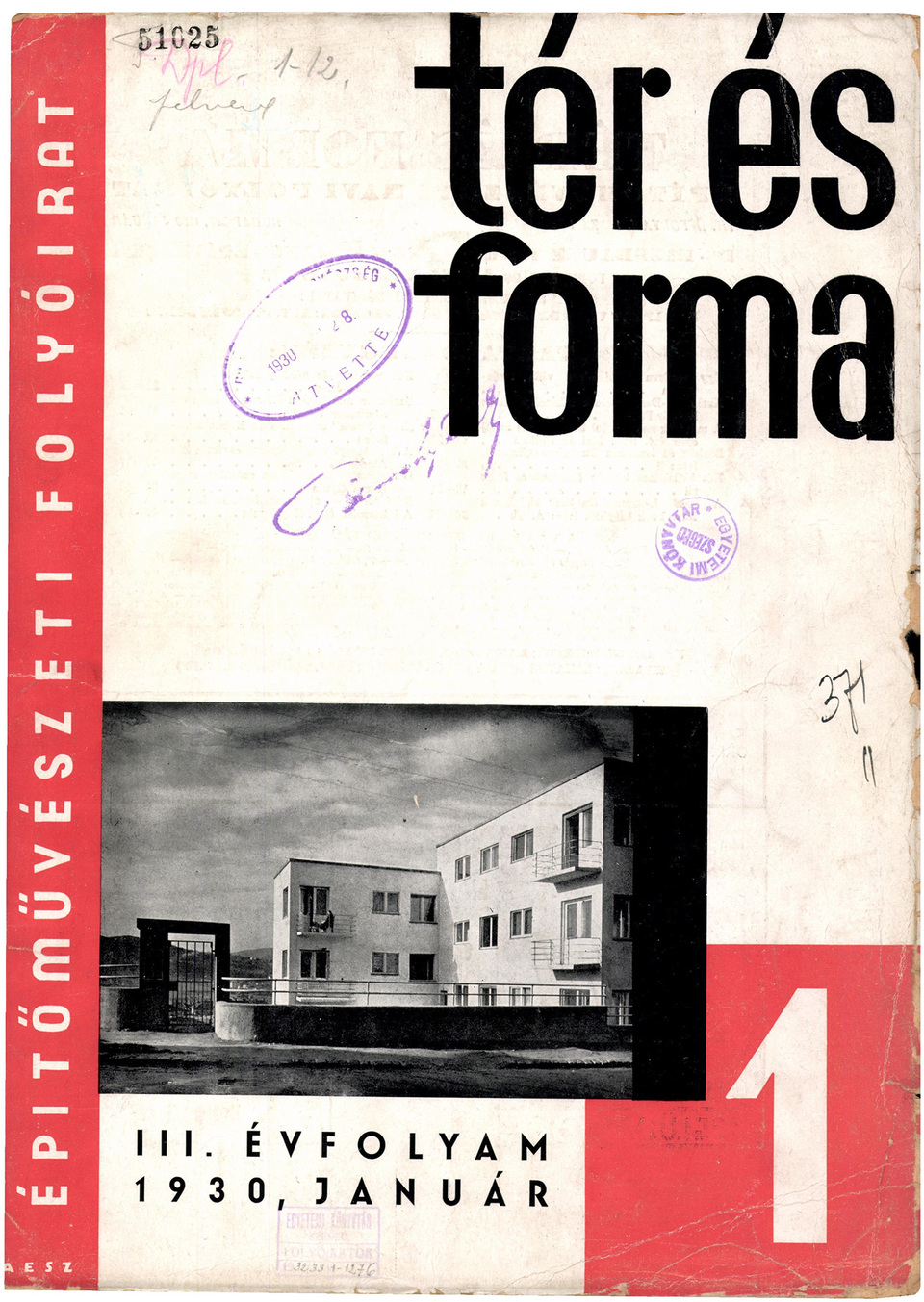 A Tér és Forma 1930/1. száma, a címlapon Molnár és Ligeti Delej-házával. Forrás: ADT Arcanum