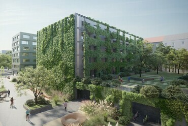 Residence Vysocany nemzetközi tervpályázat, 250 lakásos társasház, Építészet: ZIP Architects, 2020.