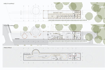 Alaprajzok - Funkcionális elrendezés - A Bakonyi Természettudományi Múzeum új épülete - építész: Kövesdi Andrea