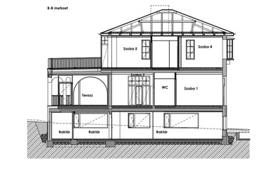 A Bagatelle Gardenhouse, avagy az egykori Semler-villa felújítása, Tervezők: Benczúr - Weichinger Studio, Móder Edit belsőépítész, A további alaprajzok és metszetek a mellékletben érhetőek el.