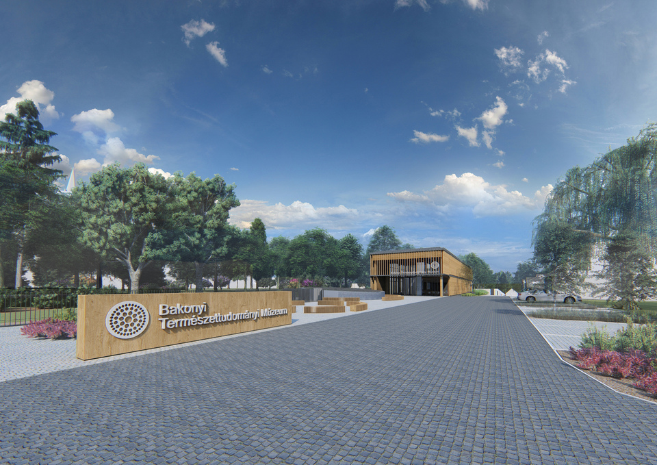 Közösségi bejárat - A Bakonyi Természettudományi Múzeum új épülete - építész: Kövesdi Andrea
