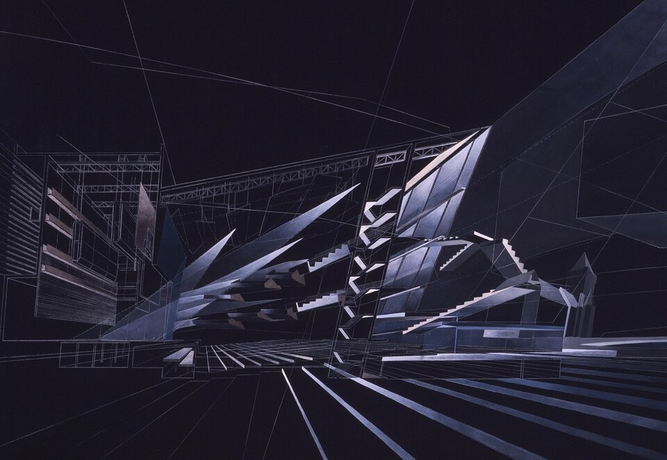 	Zaha Hadid víziója a Cardiff-öbölbe tervezett operaházról, Terv: 1994-1996, Kép közlése: a Zaha Hadid Architects hozzájárulásával