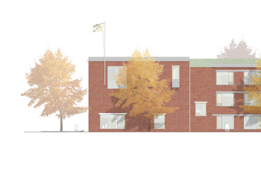 Het Vliegertje óvoda és általános iskola Deurne városában – Északi homlokzat – Építész: BULK architecten