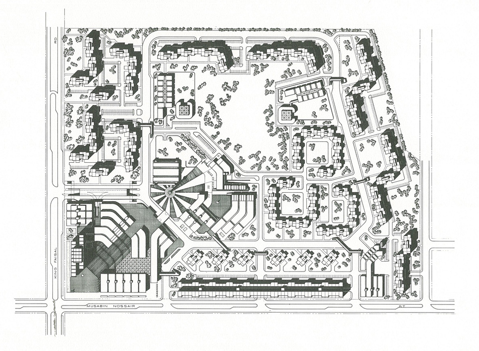 A Szaúd-Arábiába, Rijádba tervezett városnegyed tervei, 1977