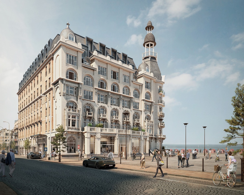 A David Chipperfield Architects tervei alapján újítják fel és bővítik a belgiumi Niewpoort egykori Grand Hotel épületét, Fotó: © VDD Project Development