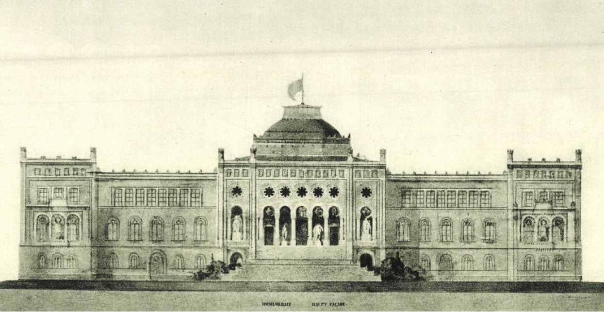 Feszl Frigyes terve az Erzsébet-téri Országház tervezésére kiírt pályázaton (Magyar Művészet, 1925/1. 329. o.)