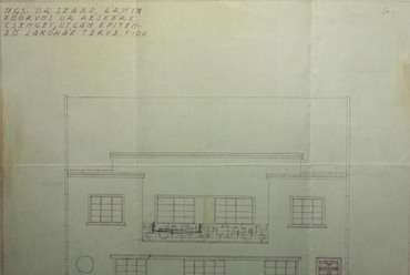 Csengey utca 5. alatti lakóház homlokzati rajza a változtatásokkal: korlát, ablak és bejárati ajtó. Az épület Bőhm Viktor első lakóépülete 1931-ből. Forrás: MNL BAZML IV. 1906. 7262/1931