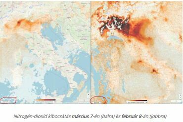 Így csökkent a légszennyezettség az olaszoknál. Forrás: Európai Űrügynökség