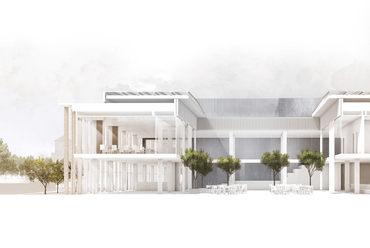 A Deichler Jakab Stúdió terve a Tata Szíve építészeti pályázaton - a rendezvényterem metszete