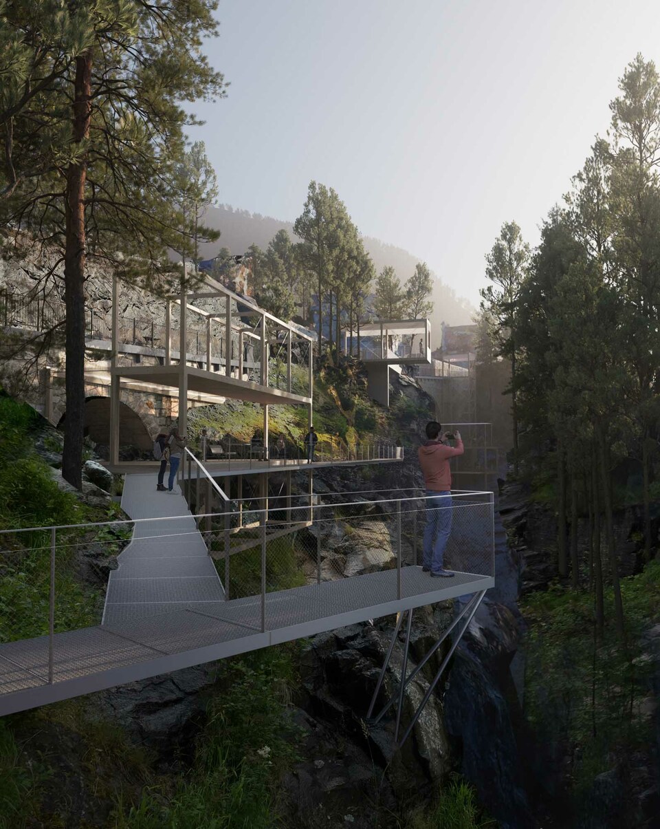 Kilátó és meditációs terasz, Ova da Bernina-szurdok ötletpályázat, Építészet: Hódi Péter, 2021