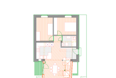 	Lakóház bővítése Solymáron – földszinti alaprajz – tervező: AU Műhely