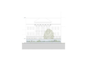 A Hetedik Műterem terve a Tranzit Ház Közösségi Tér és Képzési Központ Építészeti Tervpályázaton - hátsó homlokzat