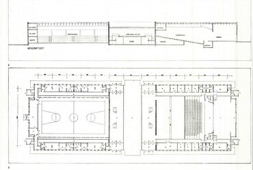 Az úttörőváros sportcsarnokának tervei, Magyar Építőművészet, 1976. 25. évf. 4. szám