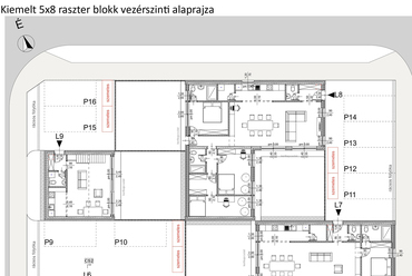 5x8-as raszter blokk vezérszinti alaprajz – Forrás: Győri Sára Rózsa