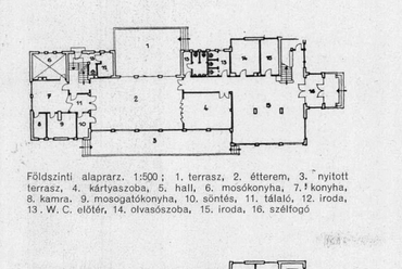 Balatonőszöd, a Kereskedelmi és Iparügyi Minisztérium tisztviselőinek üdülője. Forrás: Irsy László: Üdülőház Balatonőszödön - Magyar Építőművészet, 1944. május.