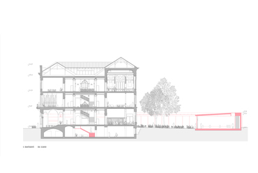 Az Építész Stúdió terve a Tranzit Ház pályázaton - metszet