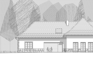 Normafa Síház rekonstrukciója és bővítése – északkeleti homlokzat és metszet – terv: Hetedik Műterem és Studio Konstella