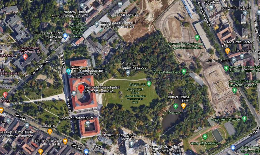 2021-es légifelvétel a Ludovika Campusról. Forrás: Google Maps