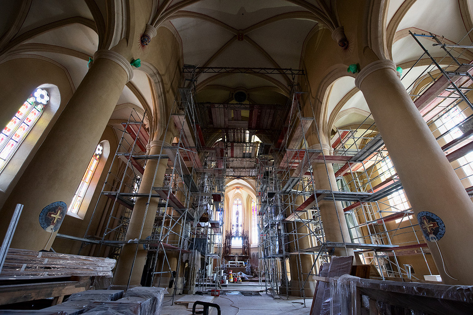 A soproni Szent Mihály templom felújítását tavaly nyáron tekintette meg az Építészfórum, Fotó: Réthey-Prikkel Tamás