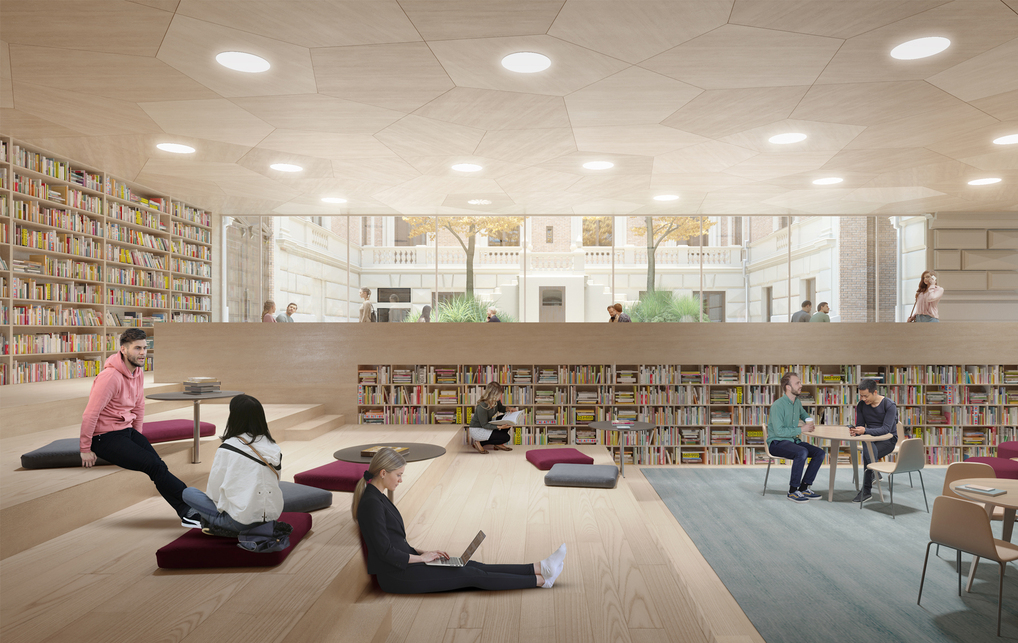 Könyvtár az Esterházy-palota belső udvarával, Szívből tanulni – Az Archi.doc, a CAN Architects, a Fejérdy + Bartók Műterem és a NARMER terve a PPKE Campus pályázatára