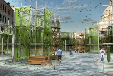 EcoLogicStudio, Bit.Bio.Bot, Chlorella termesztése függőleges algakertben, Velencei Építészeti Biennálé, 2021.