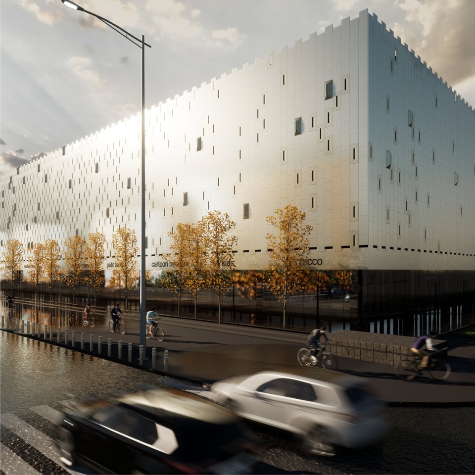A kijevi Ditjacsij Szvit áruház átalakításának jelenlegi koncepciója, Dmytro Aranchii Architects. Forrás: Edelburg Development Facebook 