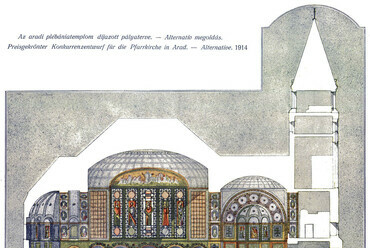 Kotsis Iván: Az aradi plébániatemplom díjazott pályaterve, 1914. Forrás: Lechner Tudásközpont