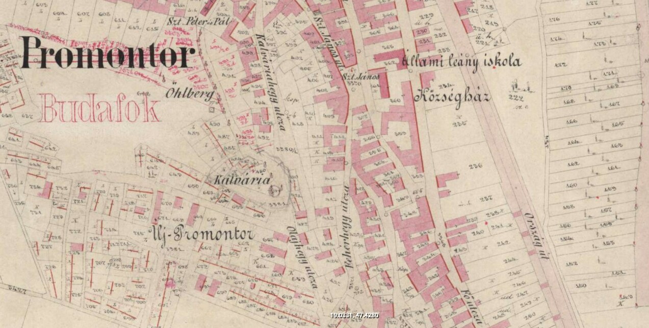 Promonot a 19. századi kataszteri térképen - Forrás: Arcanum