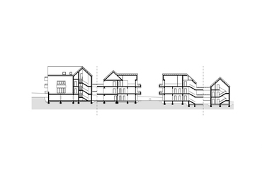 24 lakásos lakóépület Pannonhalmán – CAN Architects – metszet