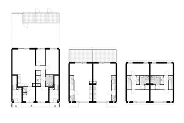 A duplex sorházak tervrajzai, alaprajzok. Építész: Steenhuis Bukman Architecten. 