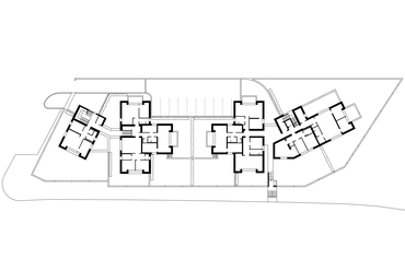 24 lakásos lakóépület Pannonhalmán – CAN Architects – I. emeleti alaprajz