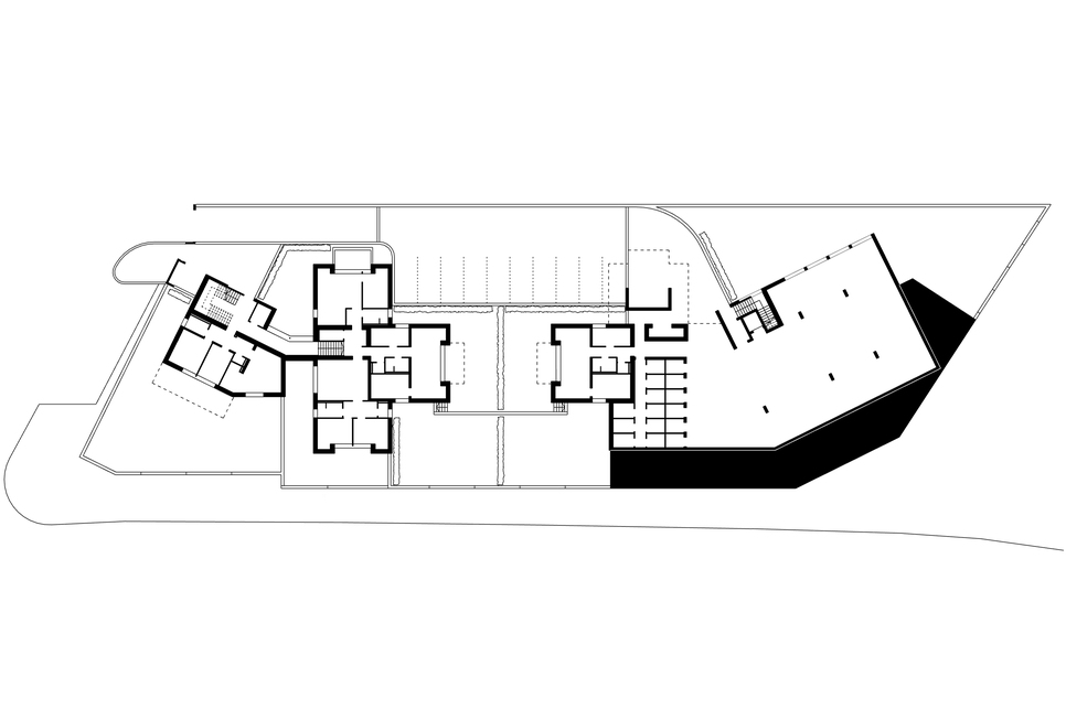 24 lakásos lakóépület Pannonhalmán – CAN Architects – földszinti alaprajz