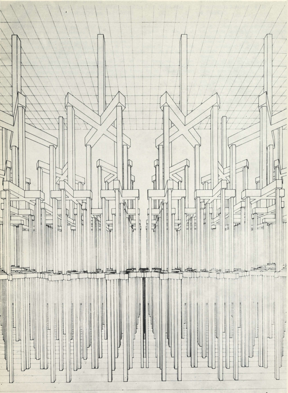 Továbbfejlesztés (Le Corbusier öröksége) – forrás: Rajk László: 5 terv, saját kiadású katalógus Beke László bevezetőjével, 1977