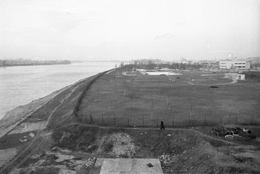 Dagály (Szabadság) fürdő az Árpád hídról nézve, 1960. Forrás: Fortepan / UVATERV
