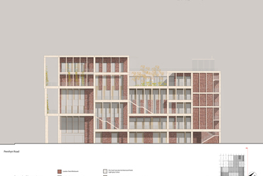 Kingston Egyetem, Town House – Déli homlokzat – Tervező: Grafton Architects 