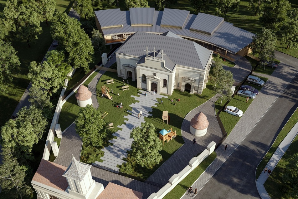 KOMPOZIT: Négycsoportos CLT óvoda egy gyöngyösi műemlék templom kertjében