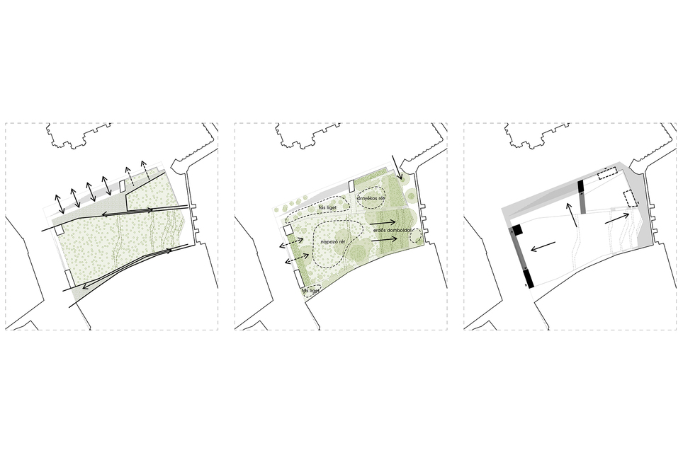 A Szentháromsági téri zöldfelületek megújítására kiírt nyílt tervpályázat, II. helyezés, Tervező: Hetedik Műterem, 2022.