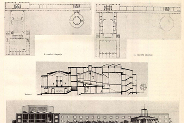 Molnár Péter: Ganz vagon- és gépgyár kultúrháza a Népligetben – mester: Janáky István. Forrás: Magyar Építőművészet, 1955, 1-2. szám. | Arcanum Digitális Tudománytár