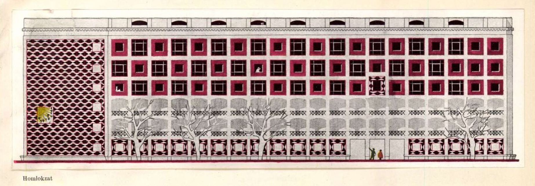 Mikolás Tibor: Lakóépület az óbudai Dunaparton – mester: Janáky István. Forrás: Magyar Építőművészet, 1955, 1-2. szám. | Arcanum Digitális Tudománytár