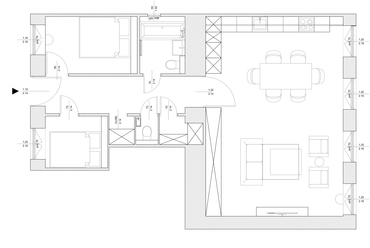 Megrendelői igény: tervezői szabadság - lakásátalakítás a Bródy utcában, bútorozott alaprajz