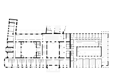 1. emelet. A debreceni Aranybika Szálló tervpályázatának PÉTERFFY + DŐRY architects által beadott munkája.