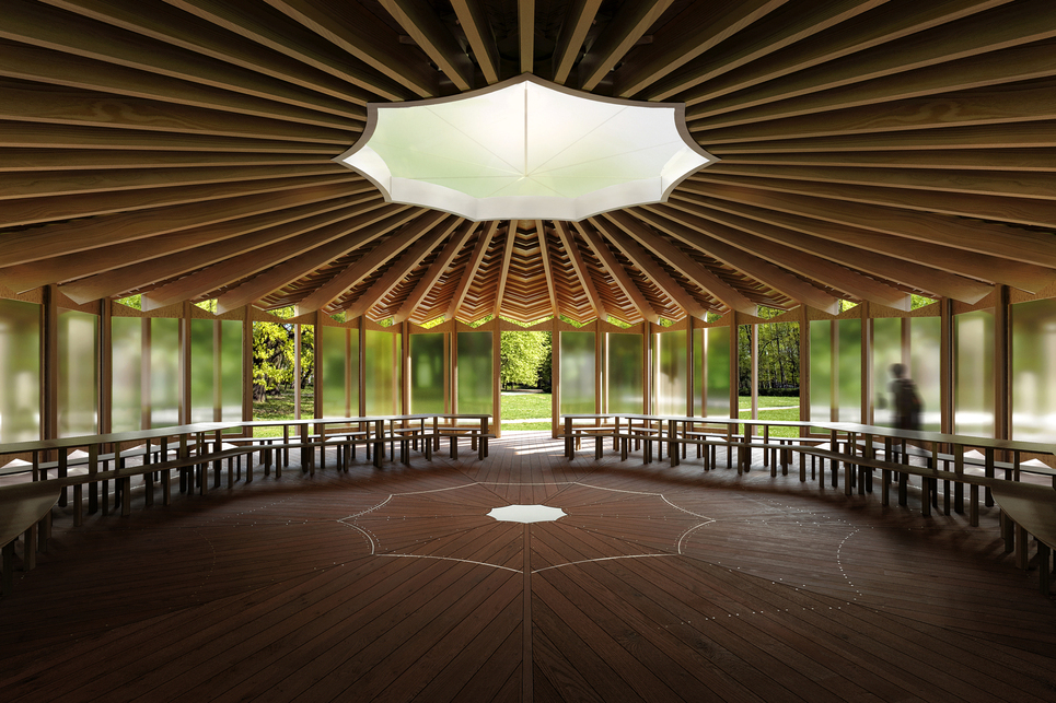 Render, Lina Ghotmeh – Architecture: Serpentine Pavilion 2023. Forrás: Serpentine Gallery