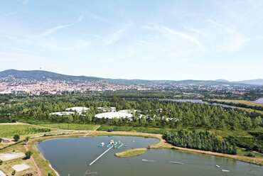 A pécsi aquapark tervpályázat megosztott harmadik díjas terve, MÁS Építészek és Perényi Stúdió, 2022.