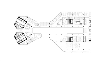 Második emeleti átnézeti alaprajz - MOL Campus. Forrás: Finta Stúdió