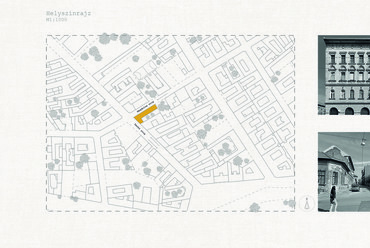 Cohousing, Budapest VIII.kerület – Helyszínrajz M=1:1000, saját fénykép – Terv: Balogh Eszter