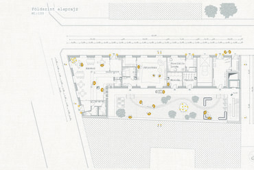 Cohousing, Budapest VIII.kerület – Földszint alaprajz M=1:100 – Terv: Balogh Eszter
